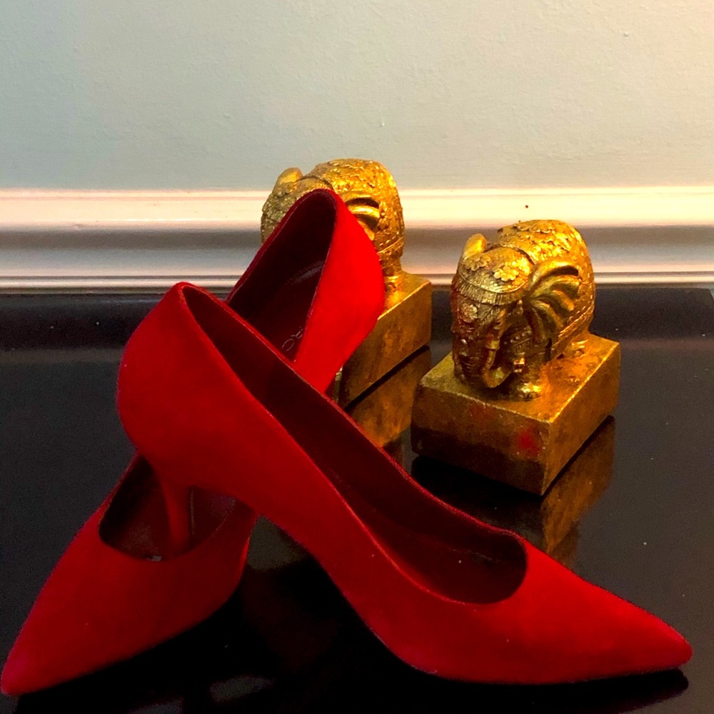 Red suede! Stiletto heels! Size 8!Classy and sexy!